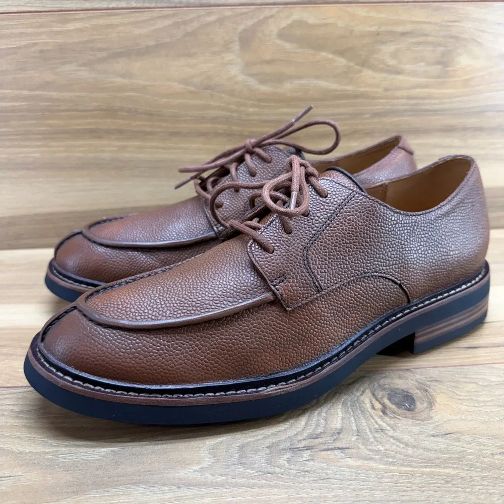 Clarks Whitman Lace Up Oxfords Mens 7.5‎ Brown Textured Leather Split Toe Derby